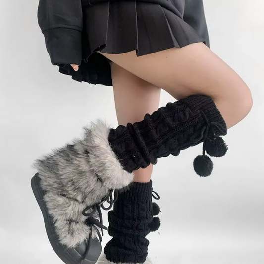 Pom-Pom Knit Leg Warmers