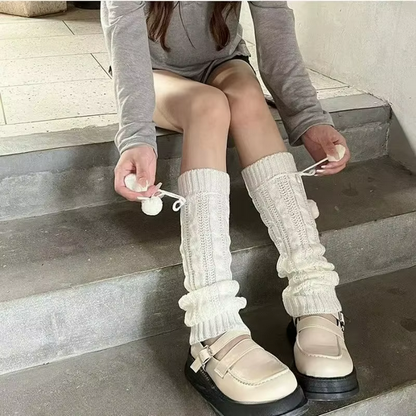 Pom-Pom Knit Leg Warmers