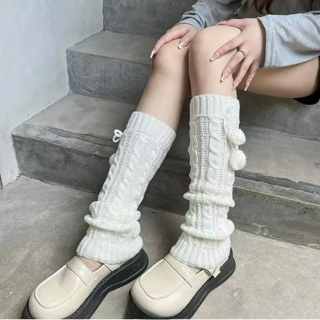 Pom-Pom Knit Leg Warmers