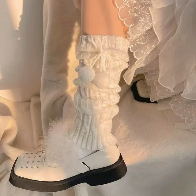 Pom-Pom Knit Leg Warmers