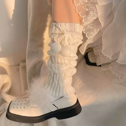 Pom-Pom Knit Leg Warmers