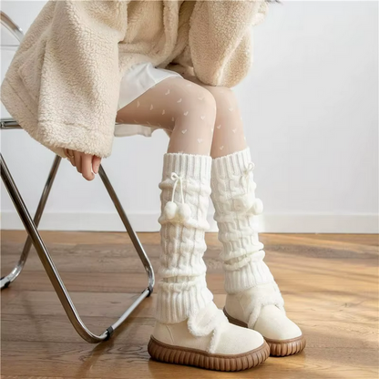 Pom-Pom Knit Leg Warmers