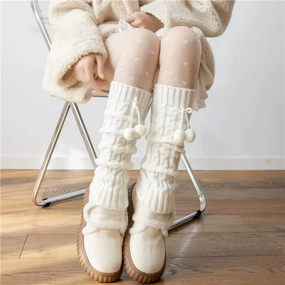 Pom-Pom Knit Leg Warmers