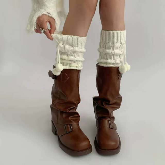 Pom-Pom Knit Leg Warmers