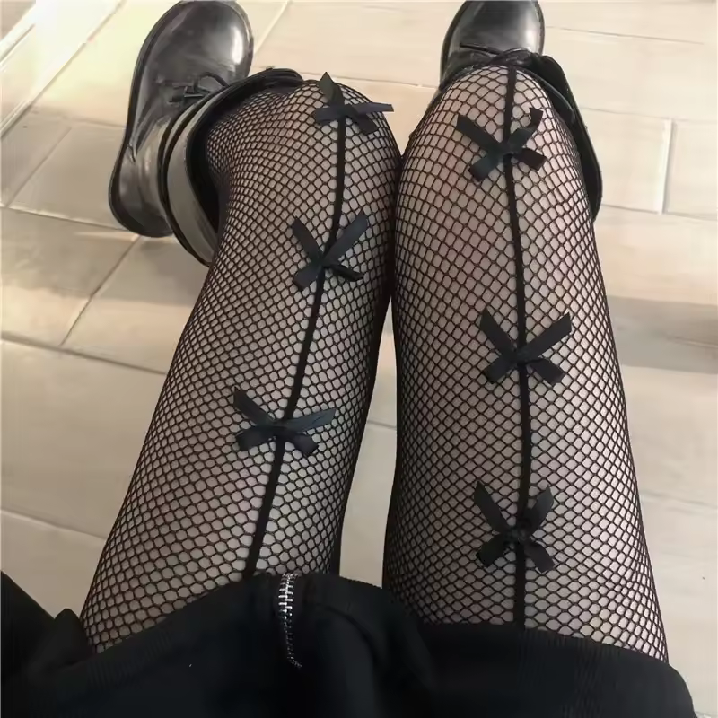 Fishnet Bow Tights