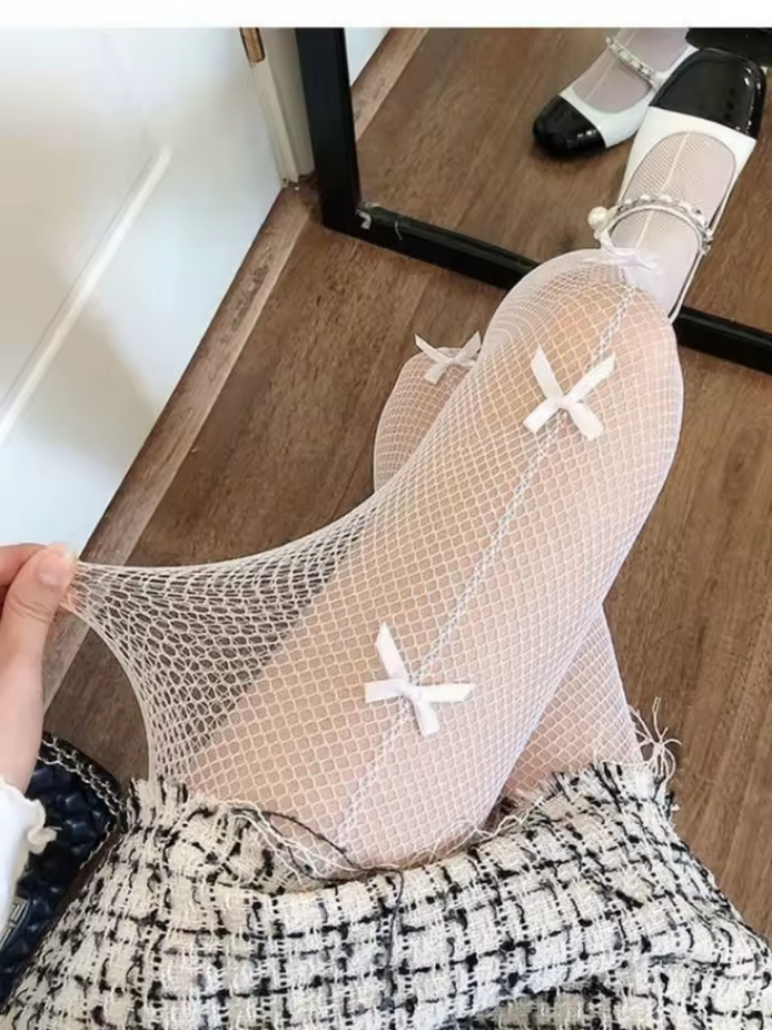 Fishnet Bow Tights