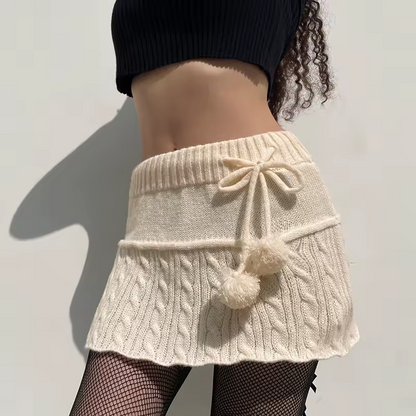 Pom-Pom Knit Skirt