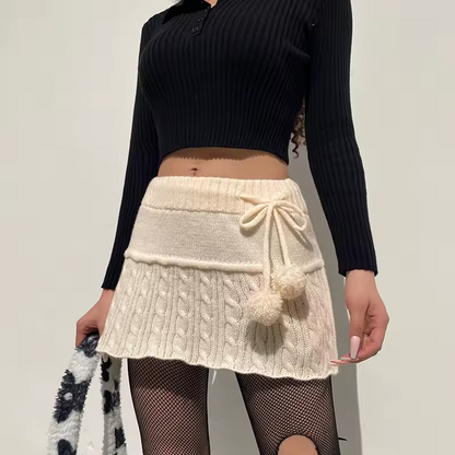 Pom-Pom Knit Skirt