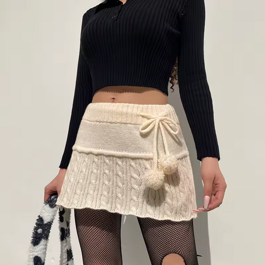 Pom-Pom Knit Skirt