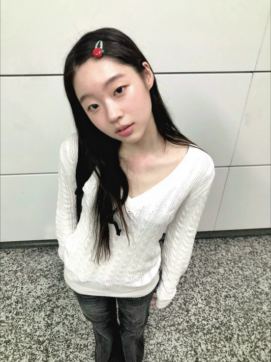 White V-neck Sweater