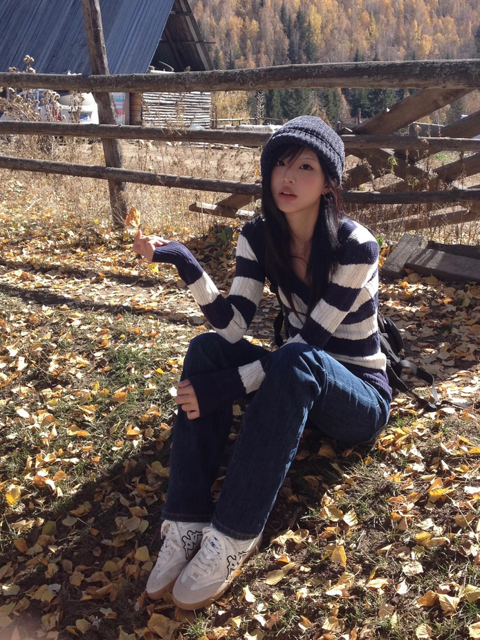 Striped V-neck Sweater