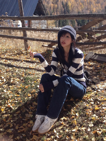 Striped V-neck Sweater