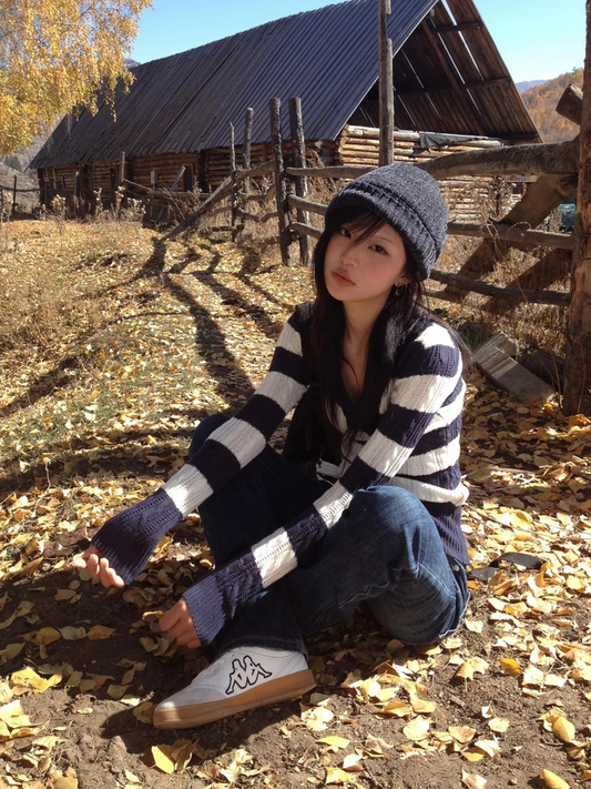 Striped V-neck Sweater