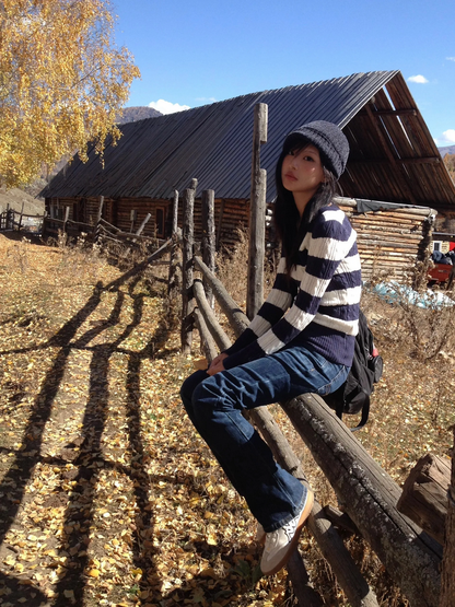 Striped V-neck Sweater