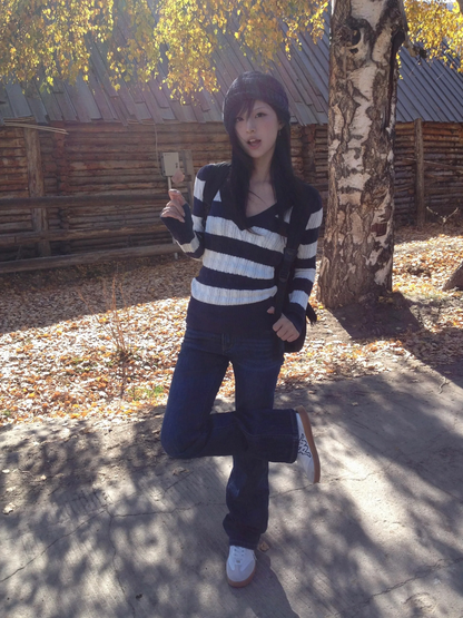 Striped V-neck Sweater