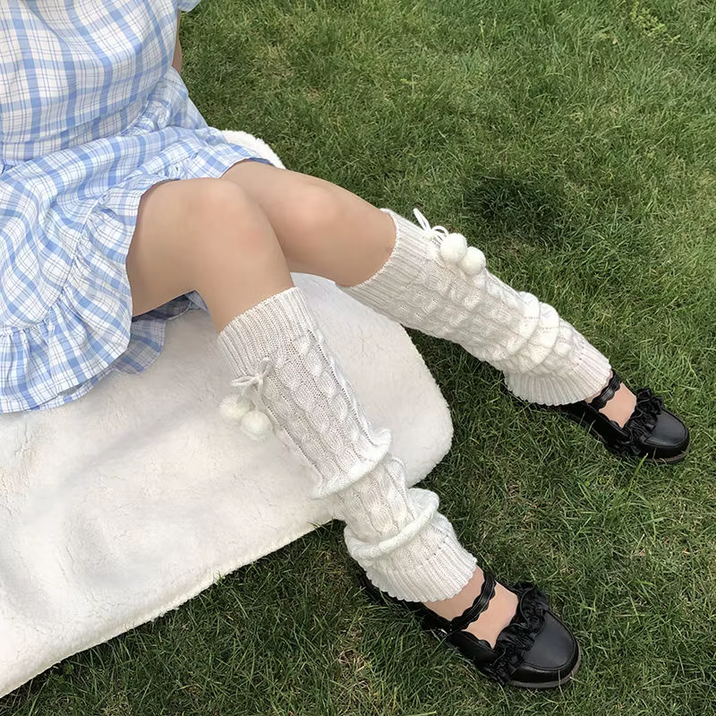 Pom-Pom Knit Leg Warmers