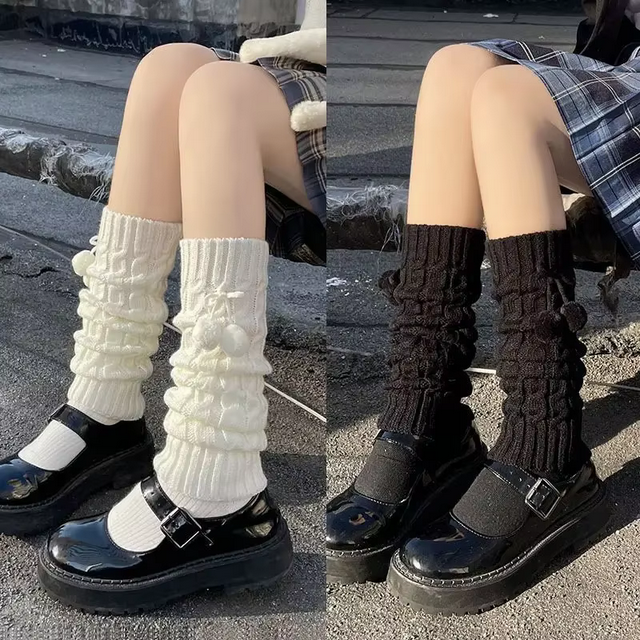 Pom-Pom Knit Leg Warmers