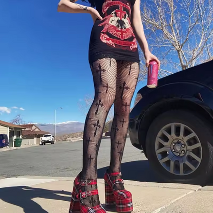 Cross Pattern Tights
