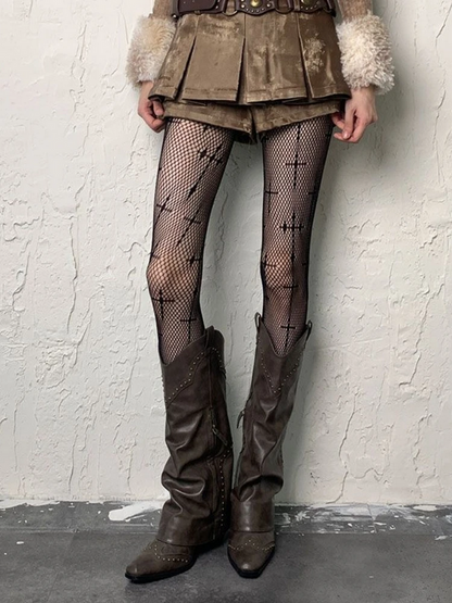 Cross Pattern Tights