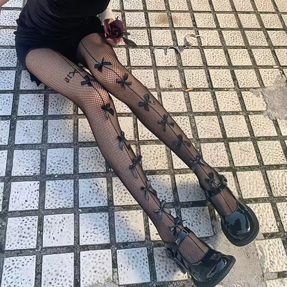Fishnet Bow Tights