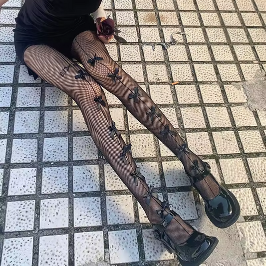 Fishnet Bow Tights